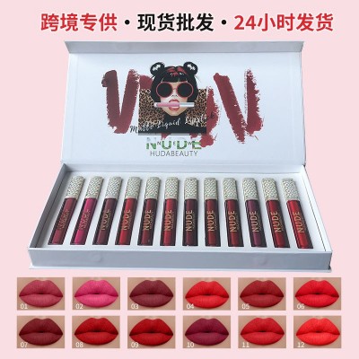 爆款外贸nnuedwehudabeauty 12色唇彩套装哑光珠光不粘杯唇釉口红图3