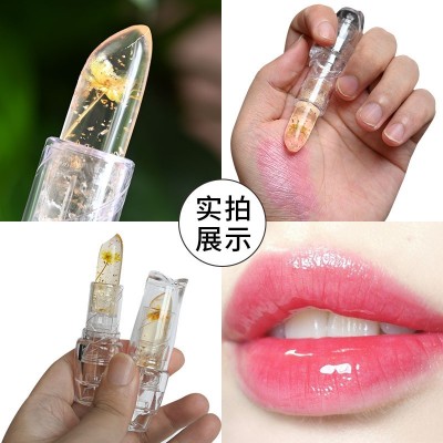 抖音同款温感变色口红透明果冻鲜花香口红变色唇膏不沾杯持久唇彩图2