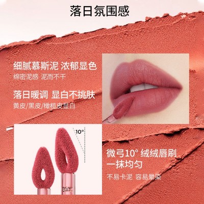 爆款女主角唇泥 丝绒雾面哑光防水不沾杯口红ins唇颊两用唇泥批发图3