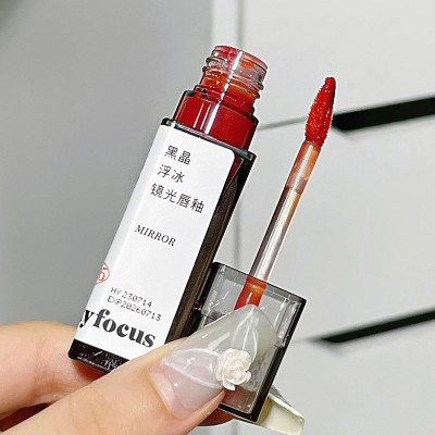 PinkyFocus黑晶水光镜面唇釉裸色系冷感灰粉色伪素颜显白学生小众图3