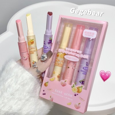 Gege bear果萃滋润护唇膏 唇蜜爱心套装保湿淡唇纹按压式润唇膏图3