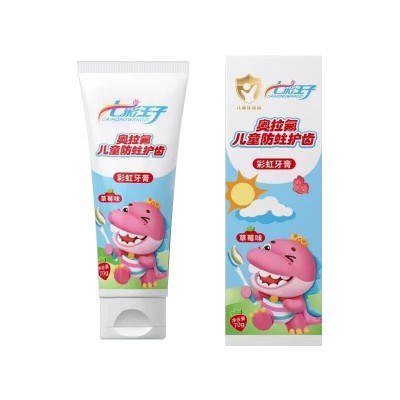 抖音款奥拉氟含氟儿童防蛀护齿牙膏七彩王子彩条防蛀彩虹牙膏批发图4