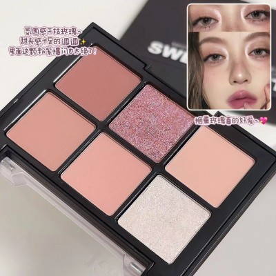 sweet mint六色眼影盘日常哑光秋冬大地色系一体盘腮红修容高光图5