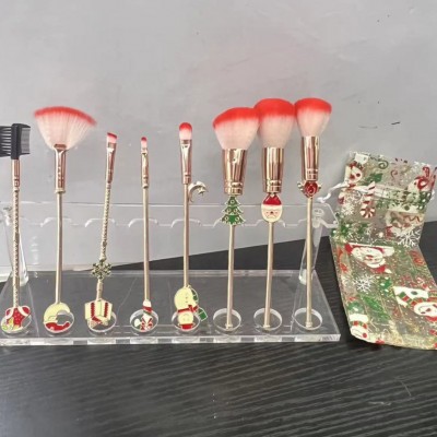 圣诞节8支软毛散粉刷腮红刷眼影化妆刷套装金属柄美少女化妆刷工图3