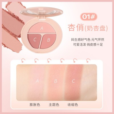 WODWOD柔雾光感腮红修容盘低饱和膨胀色自然提亮持久三色盘女批发图5