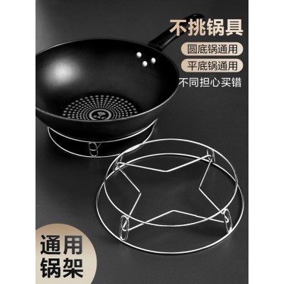 不锈钢厨房锅架厨房蒸锅架加粗双层炒锅架隔热垫防烫置物架批发图3