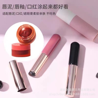 Q软指腹硅胶唇刷带盖口红唇釉唇膏化妆刷唇部晕染防尘遮瑕多用刷图3