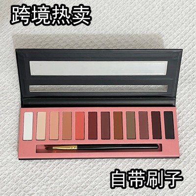 12色眼影盘欧美眼影多色眼影盘temu批发哑光大地色眼影珠光彩妆盘图2