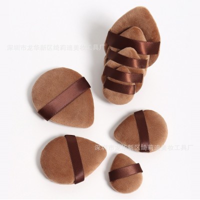 毛老师同款水晶绒棕色水滴形粉扑双面粉扑 散粉扑 粉饼扑干湿两用图3