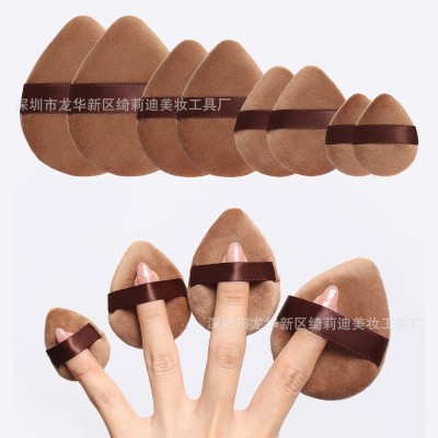 毛老师同款水晶绒棕色水滴形粉扑双面粉扑 散粉扑 粉饼扑干湿两用图4