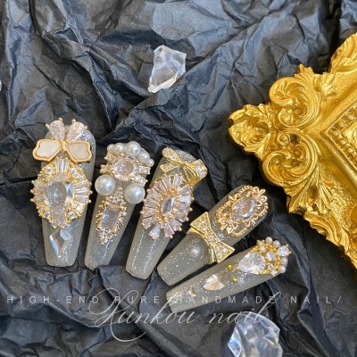 纯手工穿戴甲工厂直发 奢华古希腊神话爆闪钻复古宫廷风可拆图2