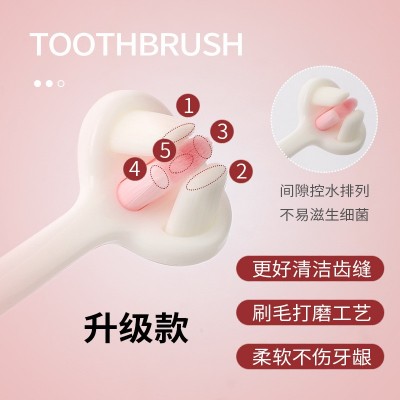 儿童软毛牙刷宝宝3-10岁万毛牙刷清洁三面包裹护齿猫爪防滑手柄图3