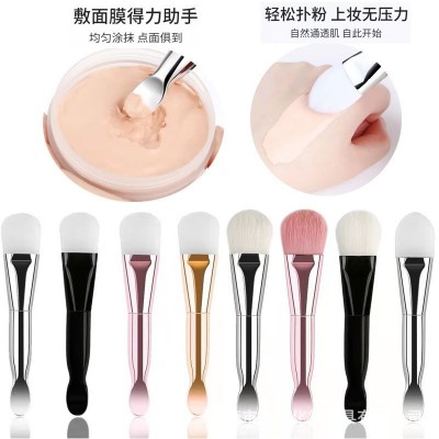 美容专用软毛刷双头 挖勺面膜碗调膜棒套装 硅胶面膜刷子批发图4