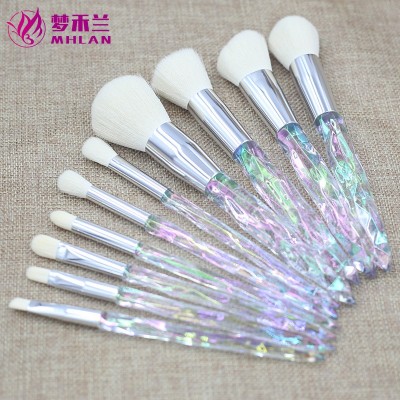 跨境10支水晶透明亚克力化妆刷柄粉底腮红眼影化妆工具彩 妆刷套装图3