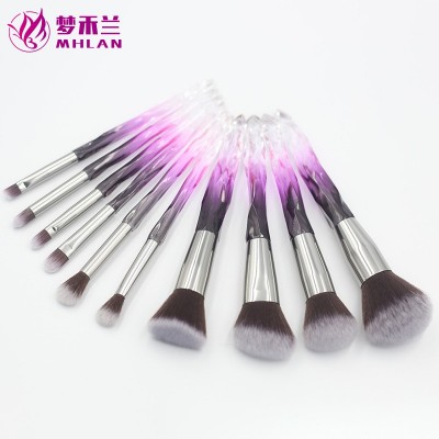 跨境10支水晶透明亚克力化妆刷柄粉底腮红眼影化妆工具彩 妆刷套装图4