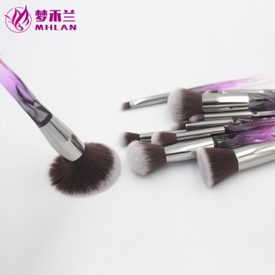 跨境10支水晶透明亚克力化妆刷柄粉底腮红眼影化妆工具彩 妆刷套装图5