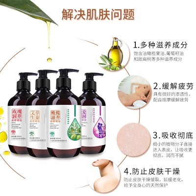500ml艾草生姜按摩精油通经络滋润玫瑰橄榄身体刮痧油美容院 代发图3