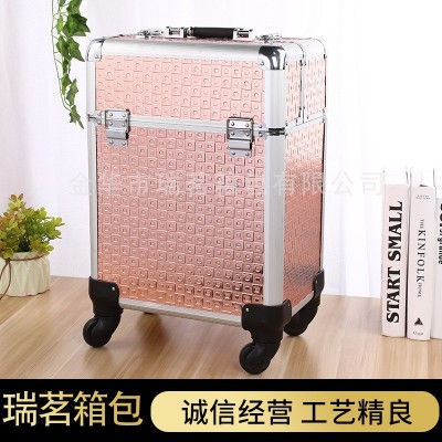 音响箱铝合金拉杆化妆箱大容量手提纹绣工具箱万向轮锁扣彩妆箱图2
