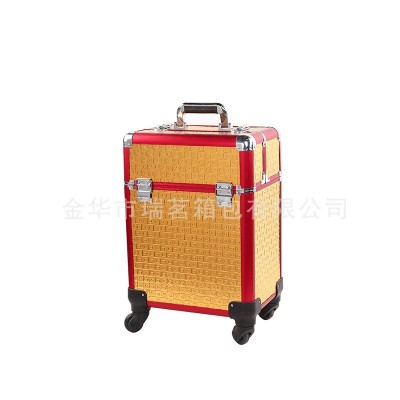 音响箱铝合金拉杆化妆箱大容量手提纹绣工具箱万向轮锁扣彩妆箱图4