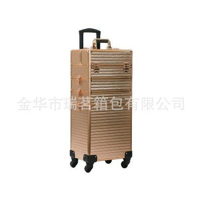 美容美发拉杆箱 铝合金化妆箱 手提翻盖式多层组合化妆工具箱批发图5