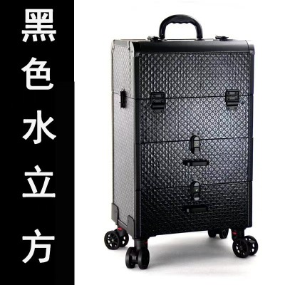 厂家供应美甲化妆箱化妆师化妆品移动收纳箱万向轮移动美妆箱图4