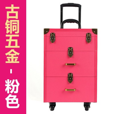 厂家供应高档美妆纹绣工具箱美甲专用万向轮耐磨多层拉杆化妆箱图5