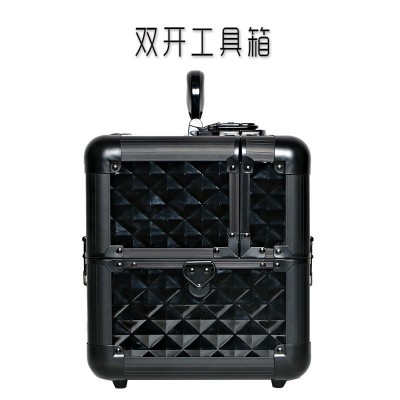 厂家新款批发定制手提双开化妆箱化妆师分层收纳2023黑色水立方版图4