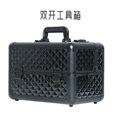 厂家新款批发定制手提双开化妆箱化妆师分层收纳2023黑色水立方版图3