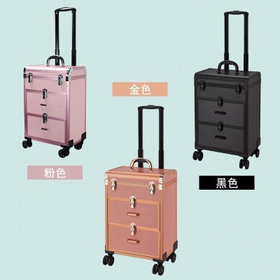 铝合金三层美甲工具箱大容量纹绣美睫化妆大号甲油胶收纳拉杆箱盒图3