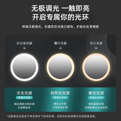 大容量化妆包带灯带镜子可拆卸隔板化妆品收纳包袋手提便携旅行包图3