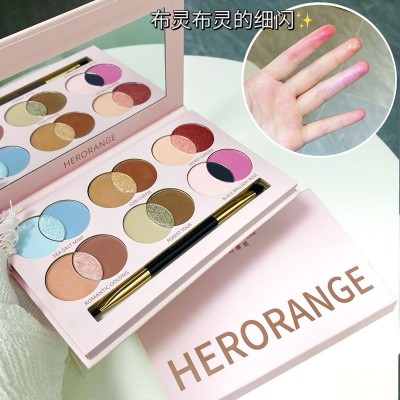 HERORANGE18色眼影盘多色提亮立体珠光显色夏日多巴胺彩妆一体盘~图2