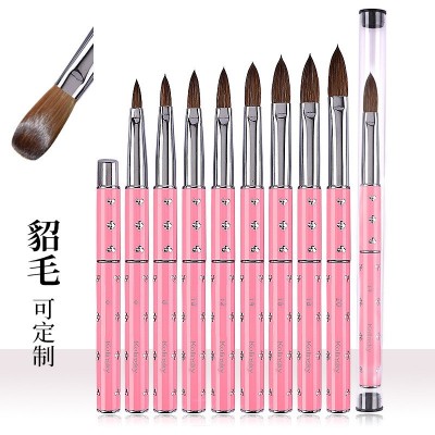 跨境批发粉钻金属杆貂毛水晶笔 美甲雕花笔 kolinsky水晶笔刷图5