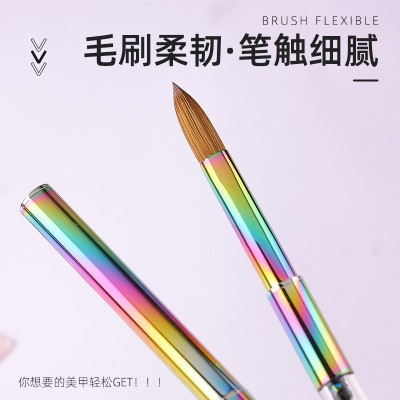 跨境纯貂毛美甲水晶笔KoLinsky brush渐变杆西伯利亚雕花貂毛笔刷图3