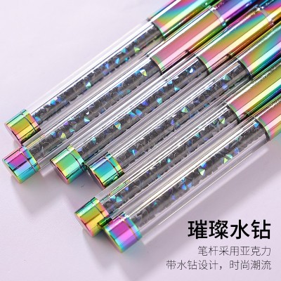 跨境纯貂毛美甲水晶笔KoLinsky brush渐变杆西伯利亚雕花貂毛笔刷图4