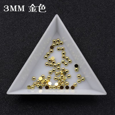 日系新款美甲2mm3mm半圆钢珠 1mm整圆小钢珠 饱满不褪色 金银两色图2