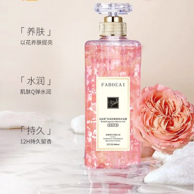 500ML/800ML法珀莱深层清洁控油保湿滋润爆香水润花瓣沐浴露图3