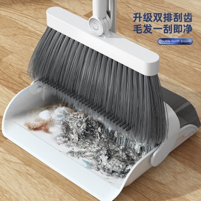 扫把簸箕套装家用笤帚双层刮齿可折叠撮箕不粘头发畚斗扫地扫帚图2