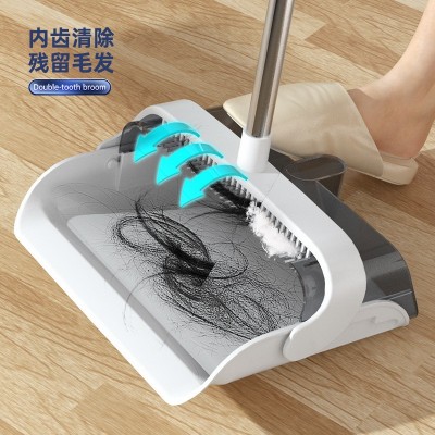 扫把簸箕套装家用笤帚双层刮齿可折叠撮箕不粘头发畚斗扫地扫帚图3