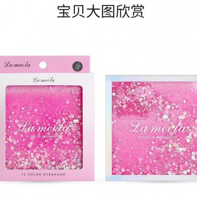 拉美拉12色流沙眼影盘亮片学生平价闪粉亮晶晶珠光少女系眼影5038图4