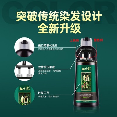 植染一支黑染发剂植物 洗黑遮白发染发膏一洗彩洗发水染发膏图3