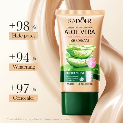 全英文SADOER芦荟持妆遮瑕BB霜 修颜轻薄提亮 BB霜跨境外贸批发图4